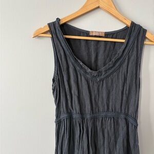 Carla Conti Charcoal Linen Sleeveless Dress